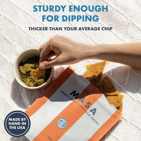 MASA Chips Yellow Corn Tortilla Chips Cooked in Pure Beef Tallow- 6pk x 5oz