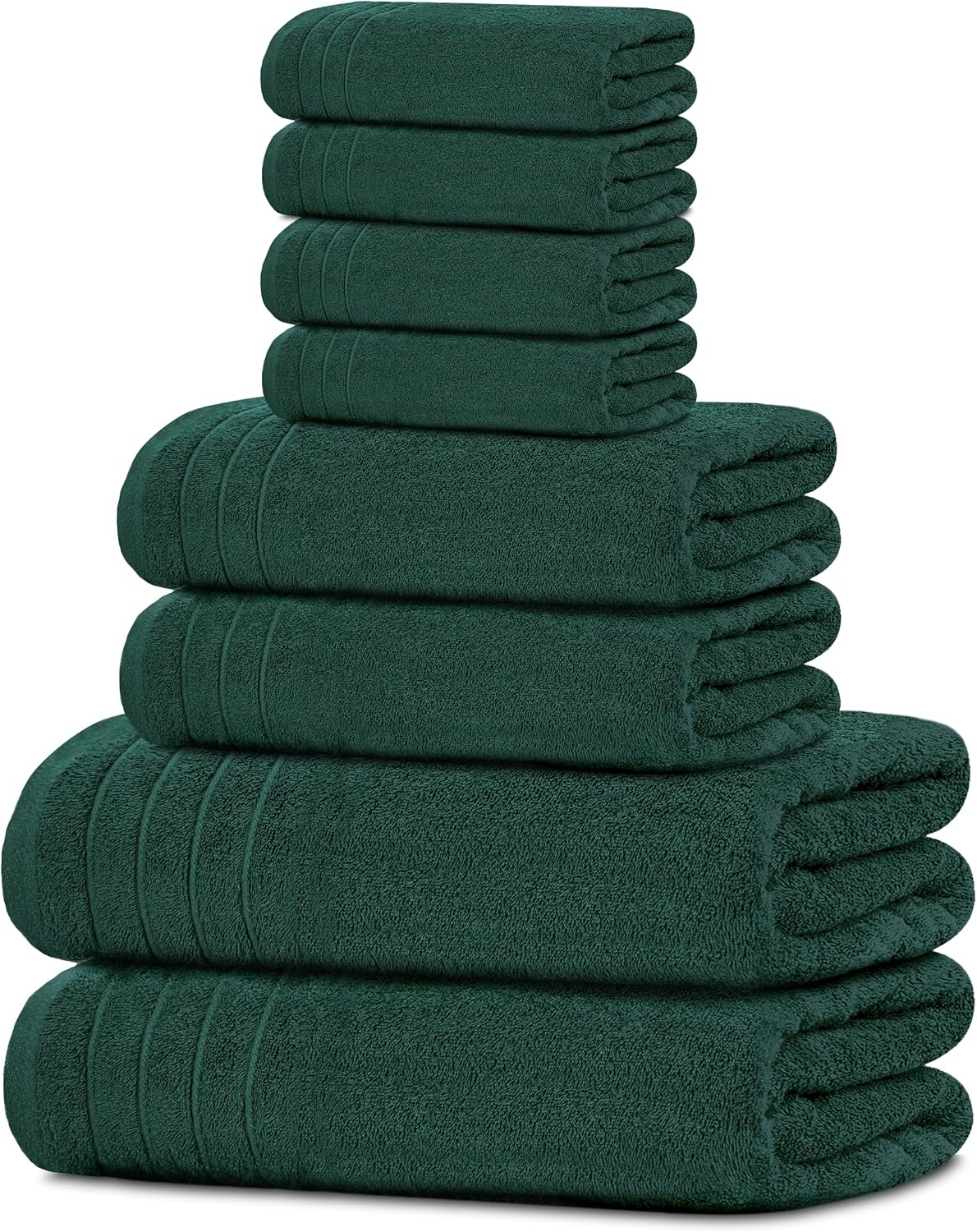 Tens Towels 8 Piece Towel Set, 2 XL Bath, 2 Hand, 4 Washcloth, Hunter Green
