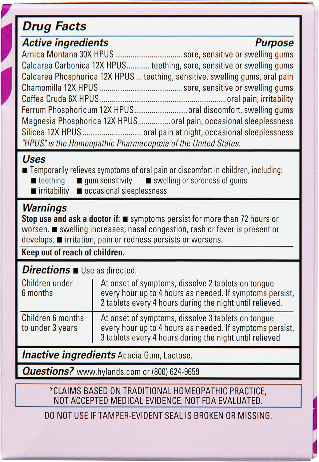 Hyland's Baby Oral Pain Relief Tablets for Nighttime Gum Discomfort, 125ct