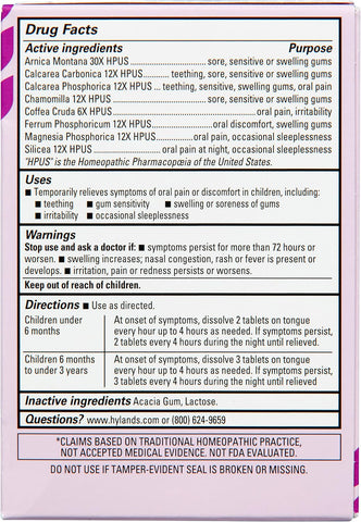 Hyland's Baby Oral Pain Relief Tablets for Nighttime Gum Discomfort, 125ct