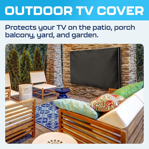 Garnetics Outdoor TV Cover 75 Inch – Waterproof, Weatherproof TV Enclosures with Smart Shield Screen Protectors, Ideal for Outdoor Use, Moving, and Storage - Black