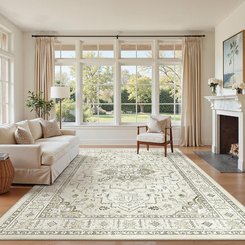zesthome 5x7 Area Rugs for Living Room,Large Washable Rug,Beige