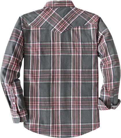 Dubinik® 6 oz Flannel Shirt for Men Pearl Snap Western Cowboy Long Sleeve