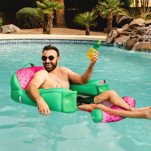 Big Joe Lazy Lounger No Inflation Needed Pool Float with Footrest and Headrest, Quick Draining Fabric