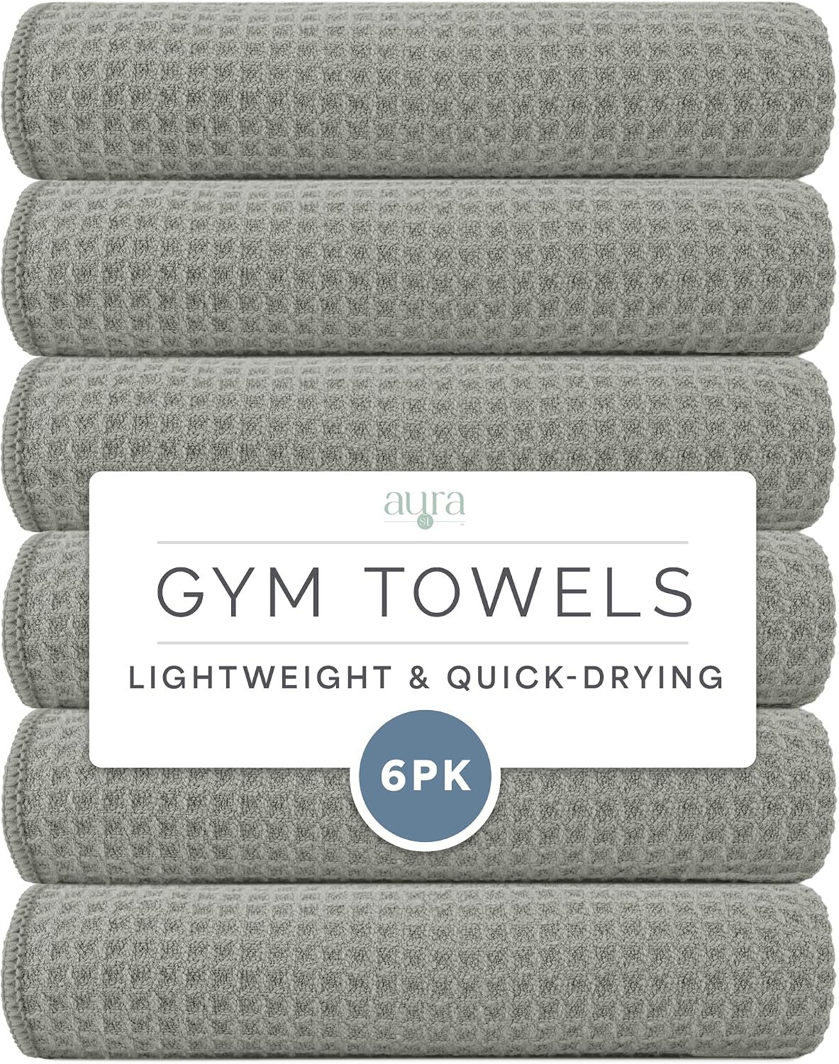 S&T INC. Microfiber Gym Towels, 6 Pack, 16" x 27"