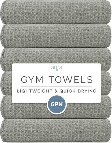 S&T INC. Microfiber Gym Towels, 6 Pack, 16" x 27"