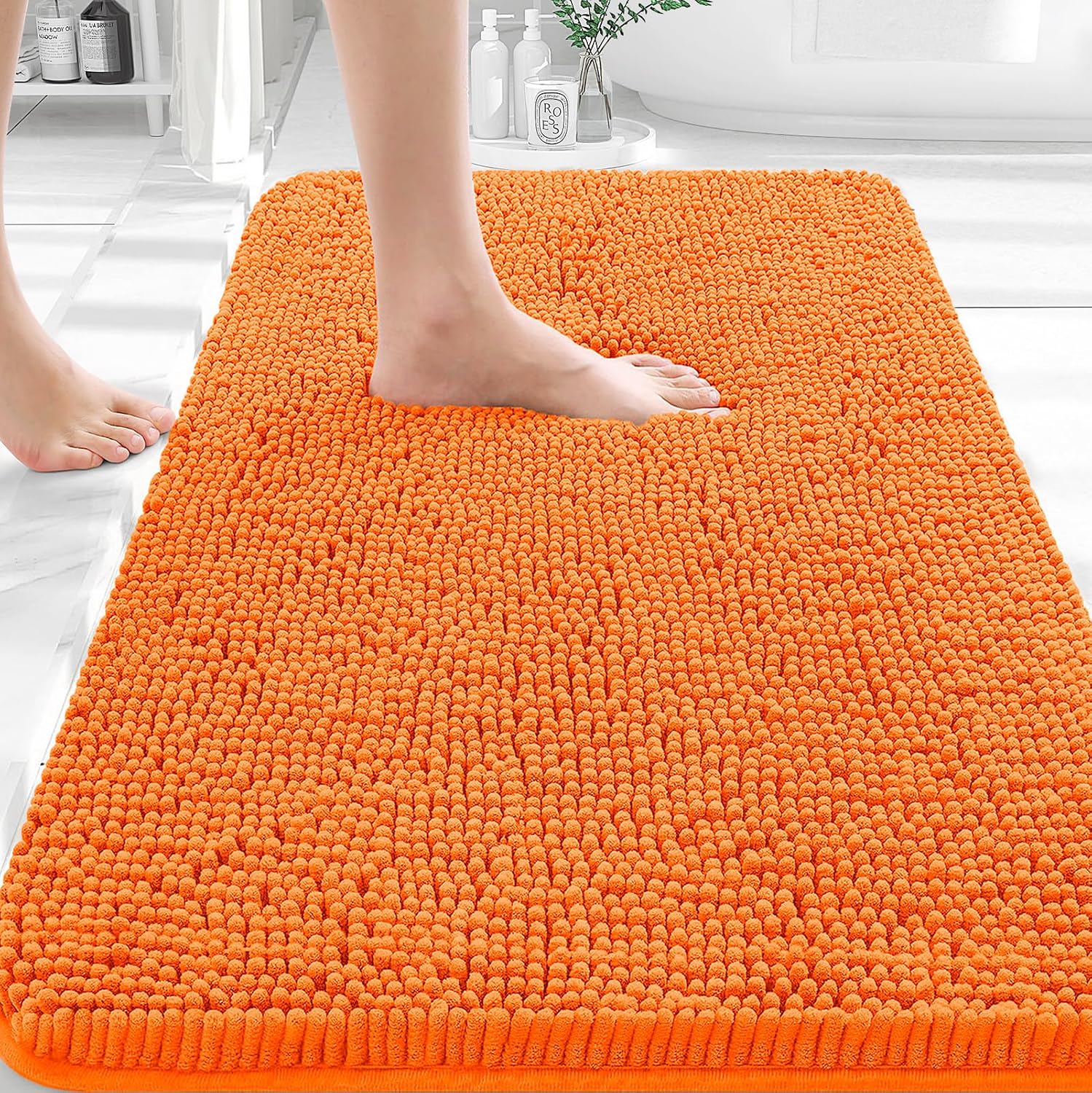 OLANLY Bathroom Rugs 35x24, Extra Soft Absorbent Chenille Bath Rugs