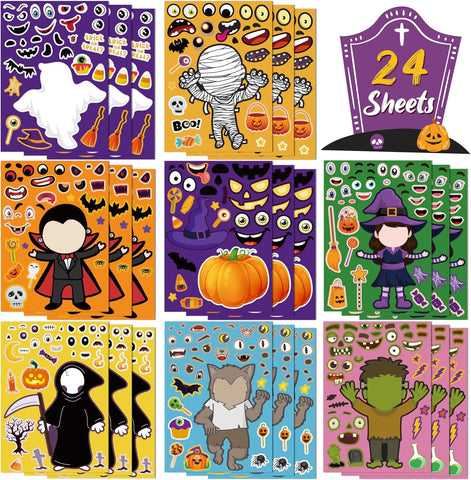 OHOME Halloween Party Favors - DIY Crafts Stickers for Kids | Kids Halloween Games Toys Gifts Treats Decorations Activities Party Supplies(24 Sheets)