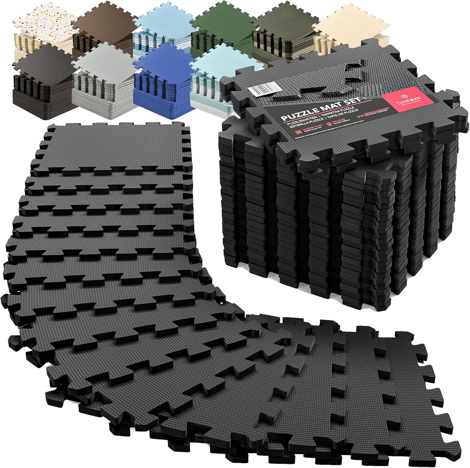 bemaxx Gym Mats Set - EVA Interlocking Foam Floor Tiles Workout Mat Puzzle