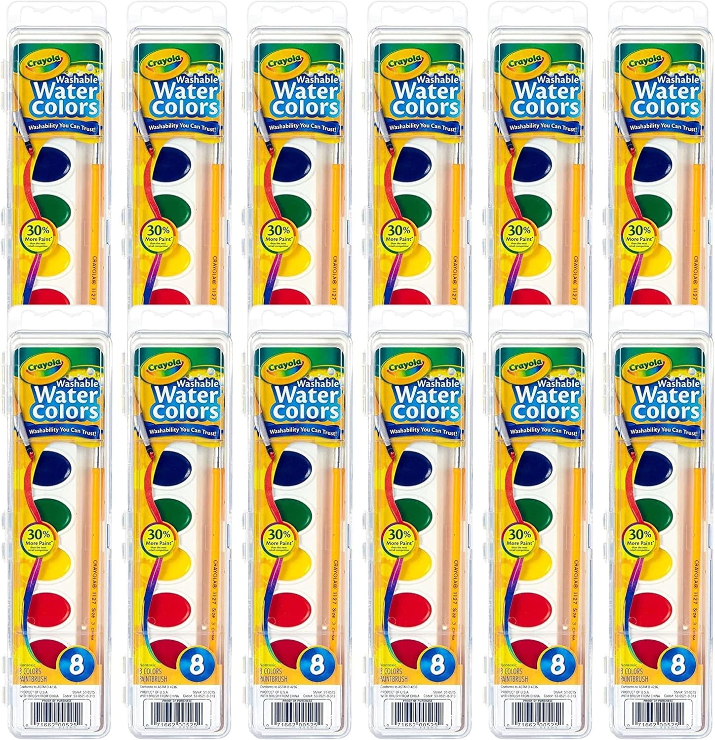 Crayola Washable Watercolor Paint Sets, Bulk Art Supplies for Teacher 12ct