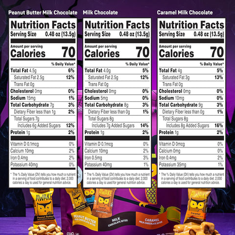 Awake - Caffeinated Chocolate Bites - Limited Edition Boo & Bites Milk Chocolate Halloween Variety Pack