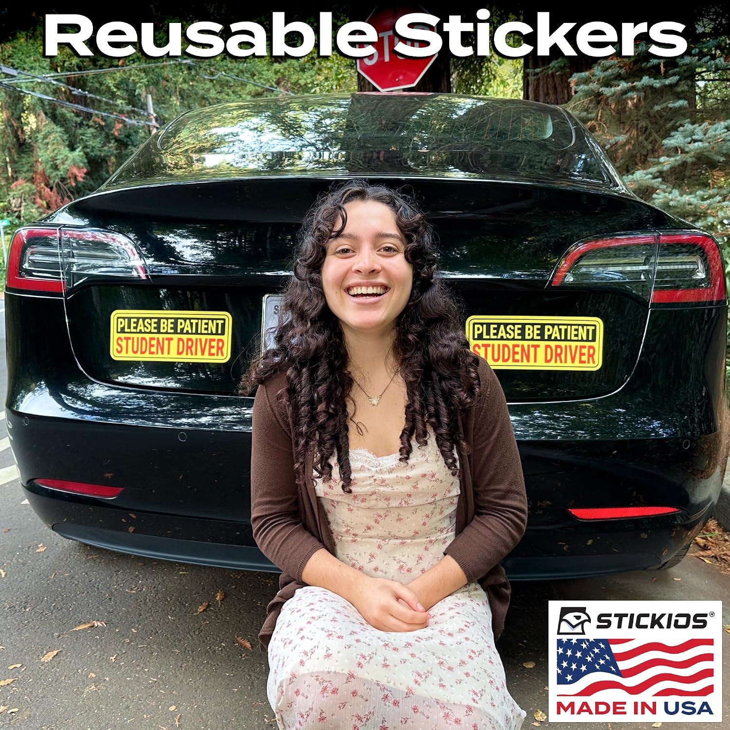 Stickios Student Driver Stickers for Cars & Windows - Reusable & Paint-Safe