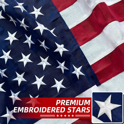 Premium American Flag 3x5 Ft TearProof Series for Outside, Heavy Duty Outdoor，Longest Lasting, Super Tough Fade Resistant Spun Polyester, High Wind US Outdoor Flags Embroidered Stars, Sewn Stripes, Brass Grommets