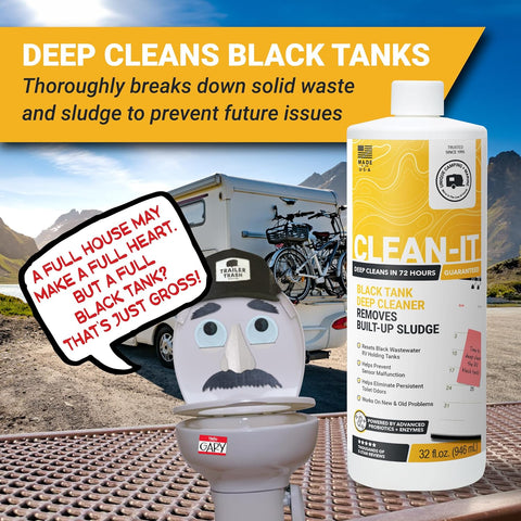 Unique Clean-It Liquid RV Black & Holding Tank Cleaner, 32 oz