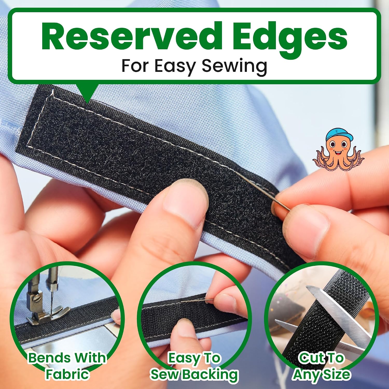 ECOHomes Sew On Hook and Loop Tape for Fabric (3/4 Inch x 100 Feet, Black)