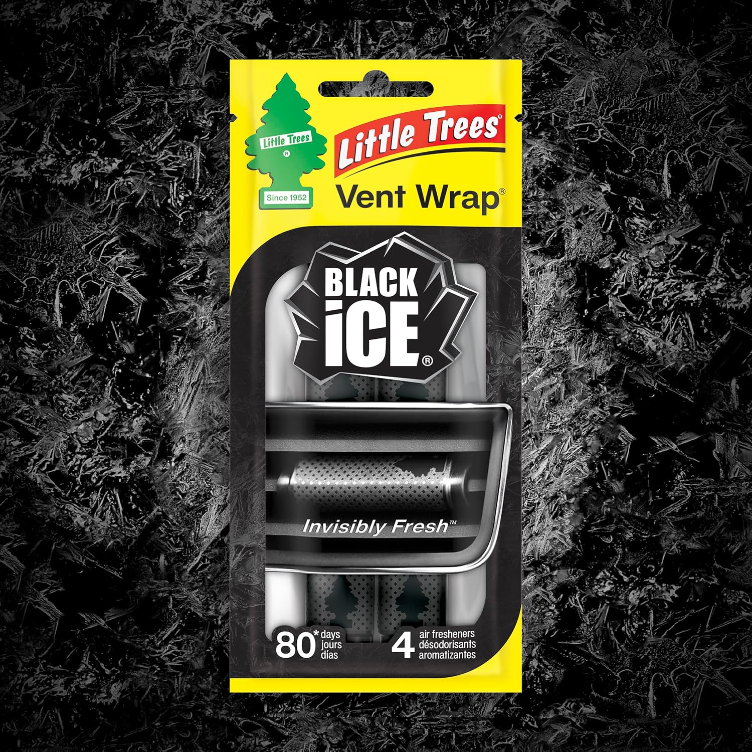 LITTLE TREES Car Air Freshener | Vent Wrap Provides Long Lasting Scent, Invisibly Fresh | 16 Air Fresheners | Black Ice