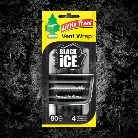 LITTLE TREES Car Air Freshener | Vent Wrap Provides Long Lasting Scent, Invisibly Fresh | 16 Air Fresheners | Black Ice