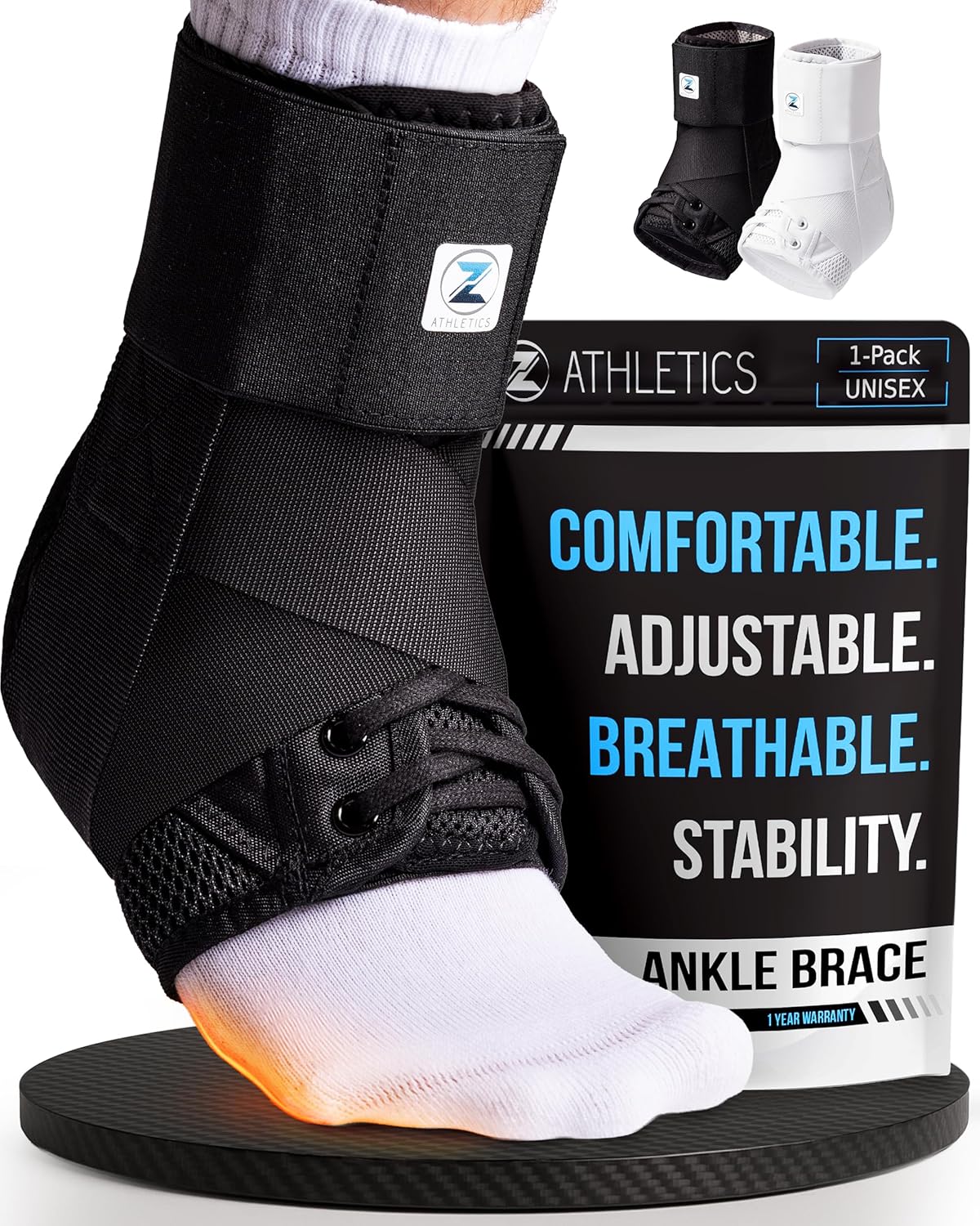 Reinforced Lace Up Ankle Brace for Men & Women, Sprained Ankle Support Wrap