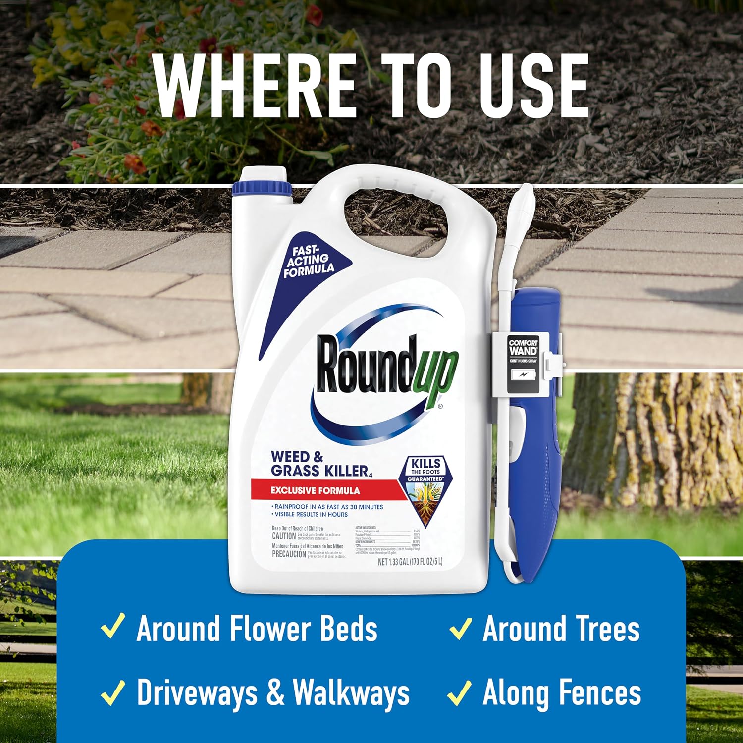 Roundup Weed & Grass Killer4 with Comfort Wand, 1.33 gal.