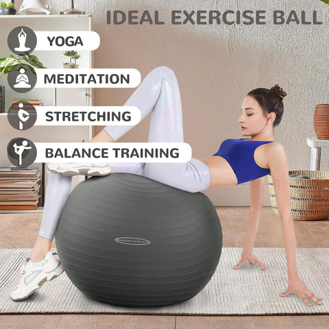 Fitvids Anti-Burst and Slip Resistant Exercise Ball Yoga Ball Fitness Ball Birthing Ball with Quick Pump