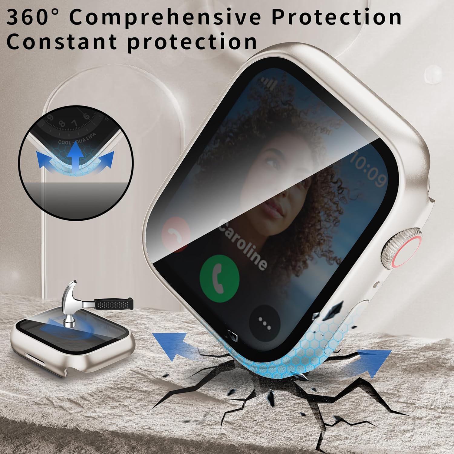 Privacy Case with Screen Protector for 44mm Apple Watch SE3 2 1