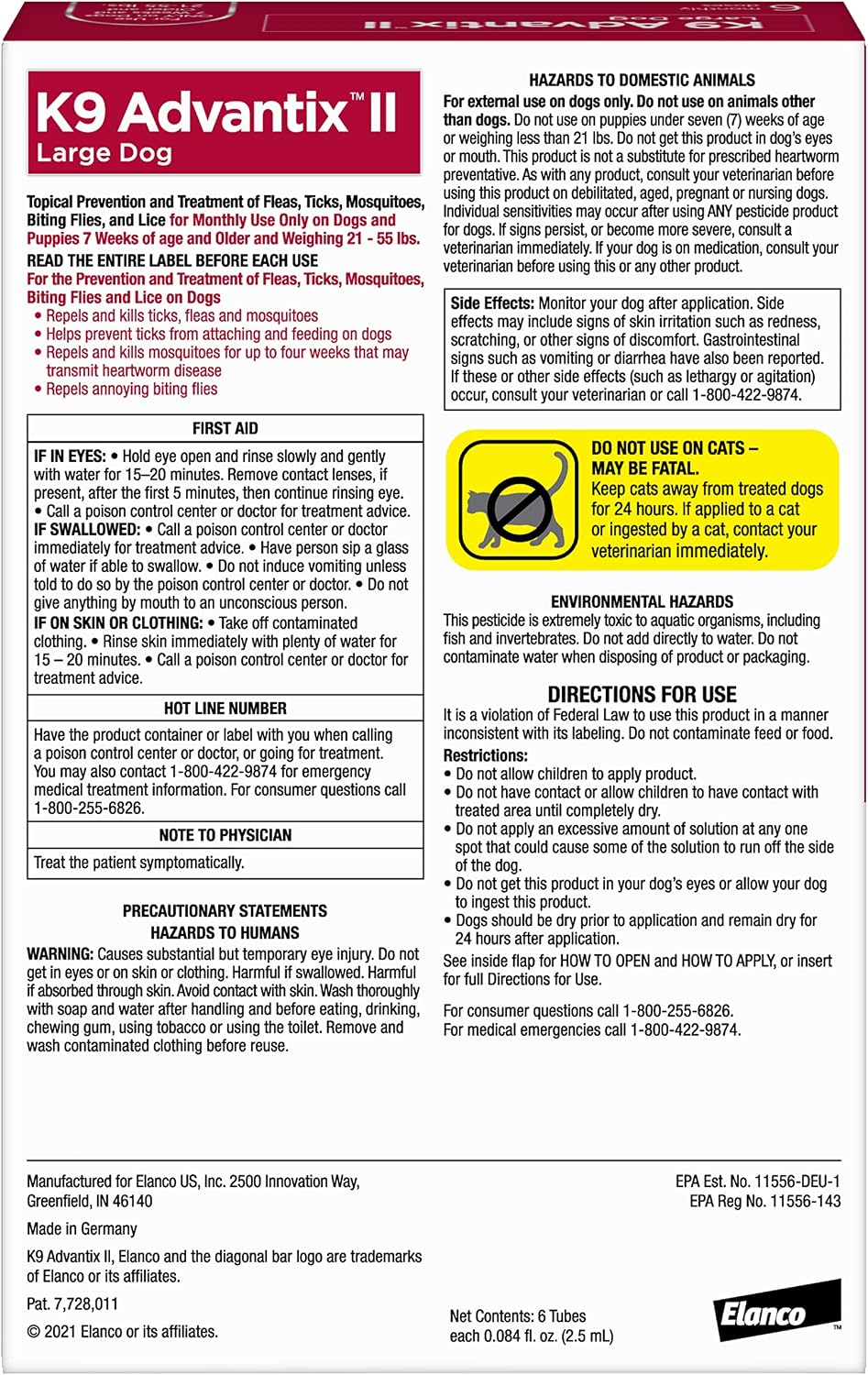 K9 Advantix II Flea & Tick Topical for Large Dogs 21–55 lbs., 6ct