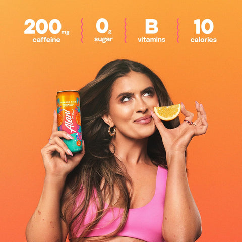 Alani Nu ORANGE KISS, Sugar Free, Low Calorie Energy Drinks, 200mg Caffeine, Biotin, B Vitamins, Zero Sugar, 10 Calories, 12 Fl Oz Cans, 24 Pack