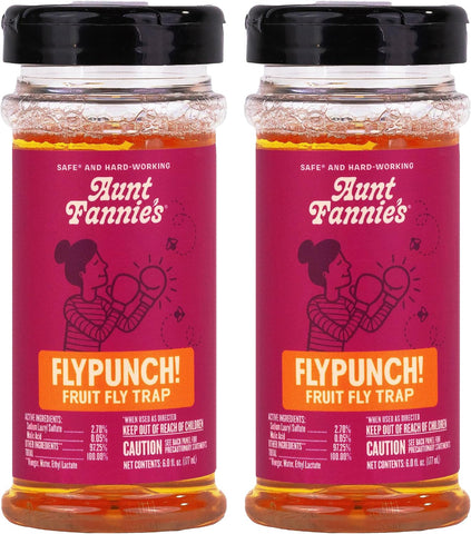 Aunt Fannie's FlyPunch Fruit Fly Trap, Indoor Kitchen Use, 6 oz, Pack of 2