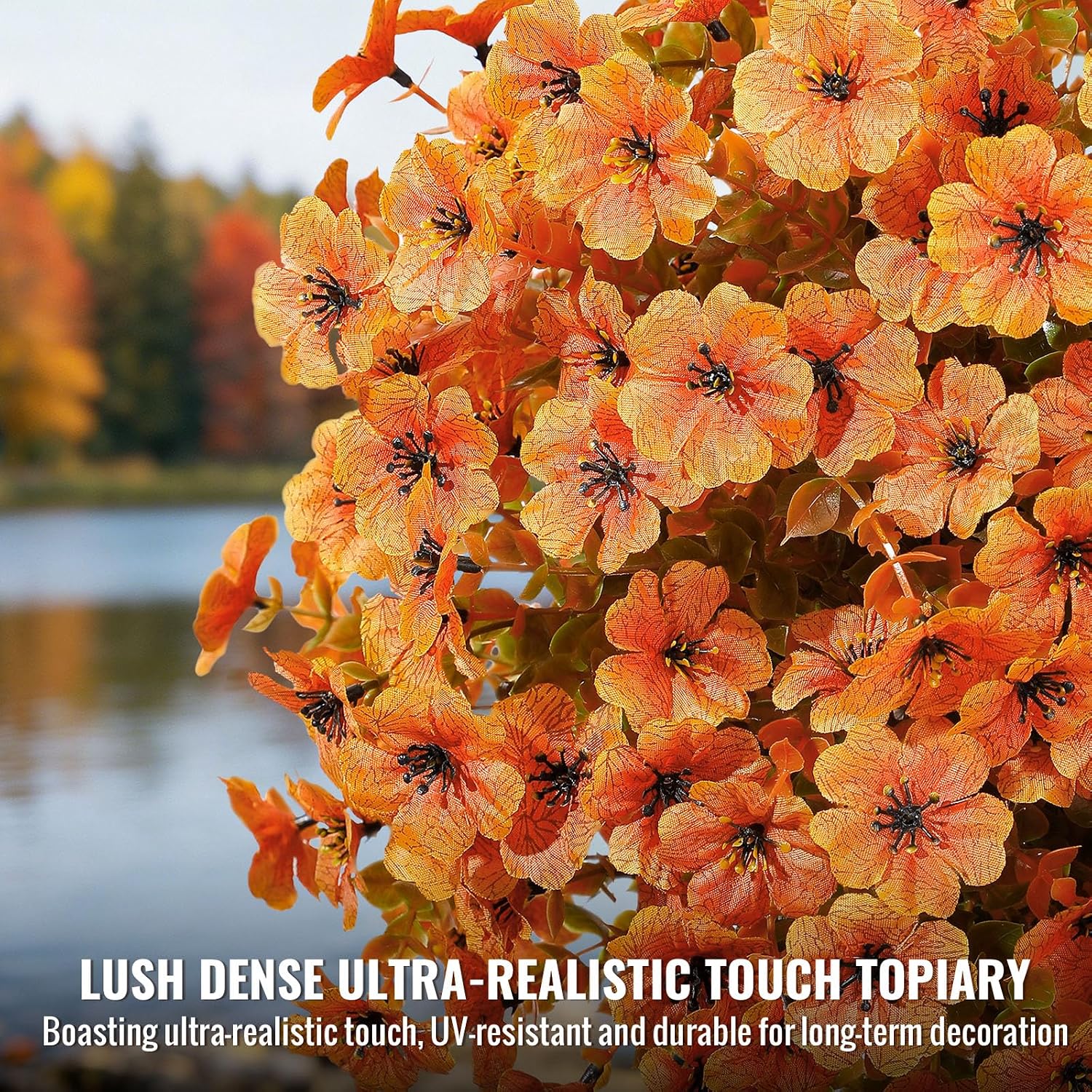 Alupssuc 2Pcs Artificial Fall Ball Flowers for Outdoors Decor, Fake Plants