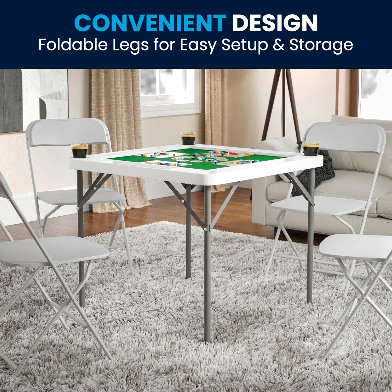 Flash Furniture 34.5" White Folding Card Game Table