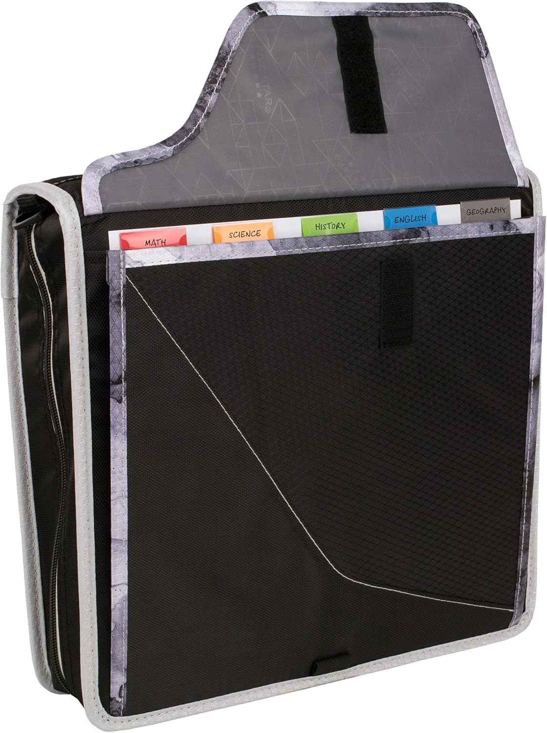 Five Star Zipper Binder, 3 Inch 3-Ring Binder with D Rings, Removable Padded Case, 5-Tab Expanding File and Multi-Use Strap, 850 Sheet Capacity, Black/Gray (29296IT8)
