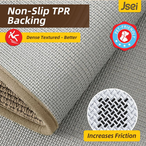 JSEI Dirt Trapper Door Mat 24"x36", Non-Slip Doormat,Beige