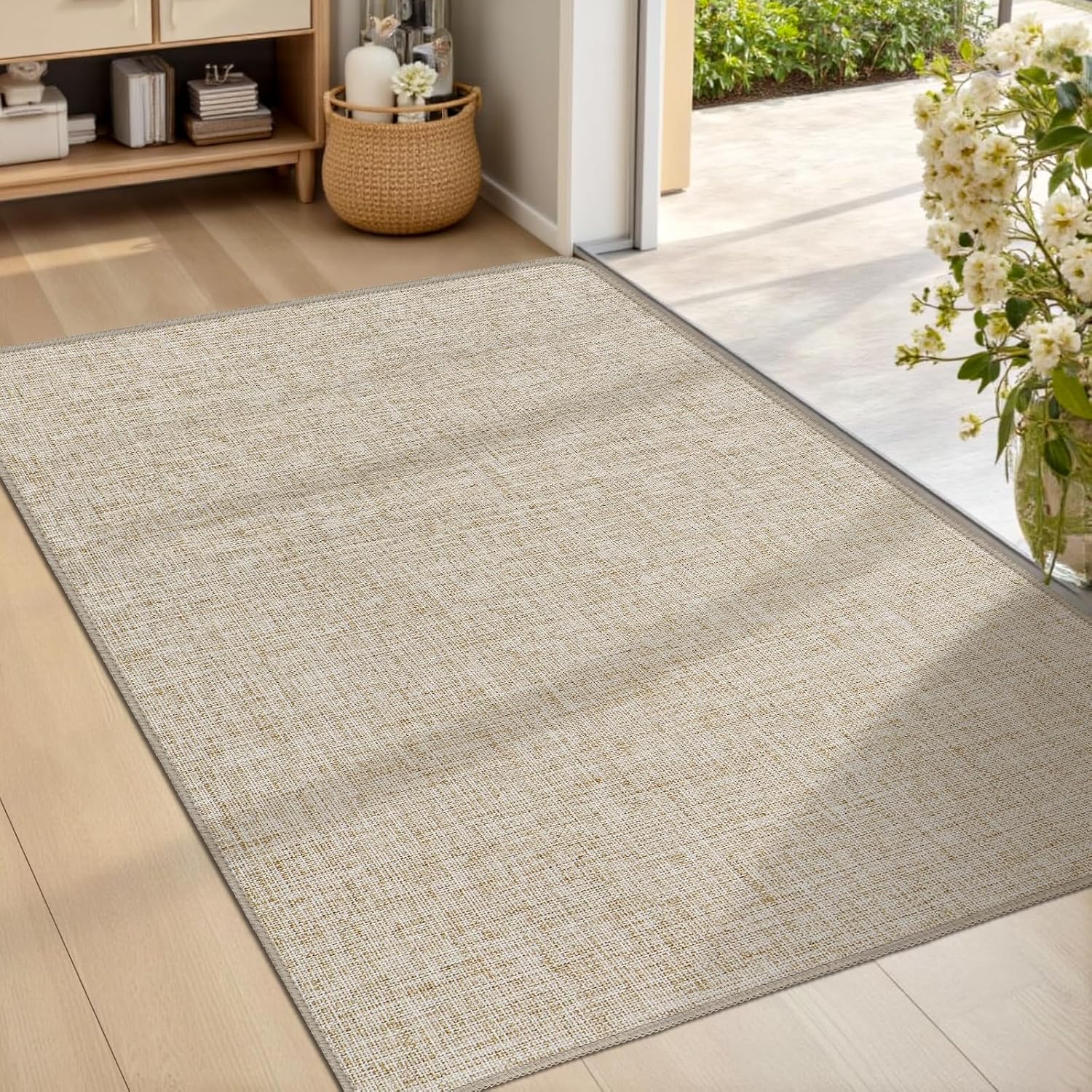 LEKEEPGO Ultra Thin Indoor Door Mat 24"x36", Non Slip Door Mat, Khaki
