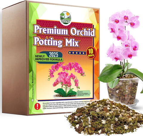 DUSPRO 4in1 Orchid Potting Mix for Repotting,Pre-Mixed & Ready to Use, 10QT