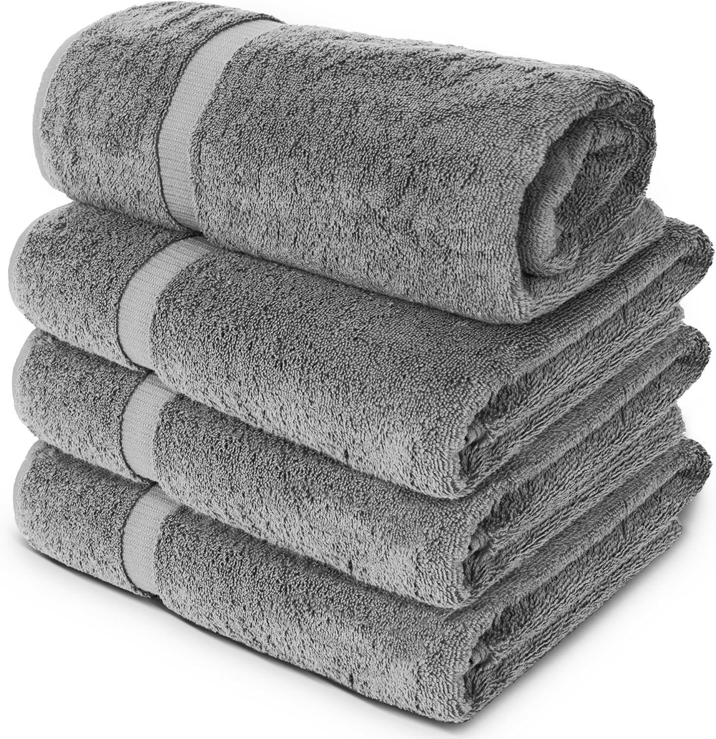 Chakir Turkish Linens 100% Cotton 4-Pack Bath Towels 30x60, Gray