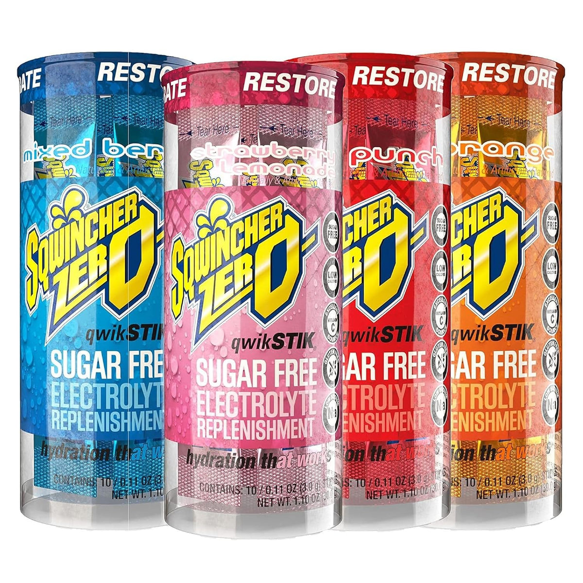 Sqwincher Qwik Stik, Sugar Free, Assorted Flavors, .11oz Packet, 200 Pack