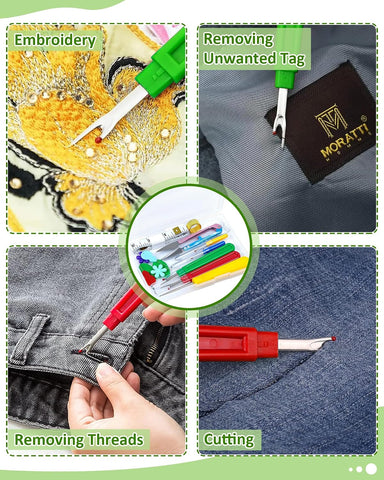 FIVEIZERO Seam Rippers for Sewing – 2 Big and 2 Small Stitch Remover Tools, Thread Ripper, Embroidery Removal Tool, with Needle Threaders, Thimbles, Tape Measure, Tailors Awl and Thread Snips