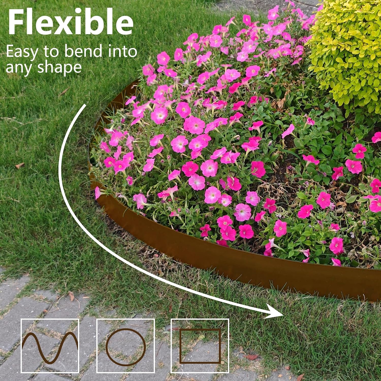 Landscape Edging 4 Inch Tall 150FT with 160Pcs Metal Spikes, Plastic Garden Edging Border Landscape Edging Border Lawn Edging for Landscaping, Flower Bed, Yard(Brown)