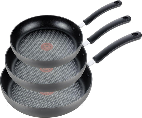 T-Fal Ultimate Hard Anodized Nonstick Fry Pan Set 3 Piece: 8, 10.25, & 12 Inch, Oven Broiler Safe 400F, Kitchen Cookware Set, Pots and Pans Set Non Stick, Frying Pans, Skillets, Dishwasher Safe, Onyx