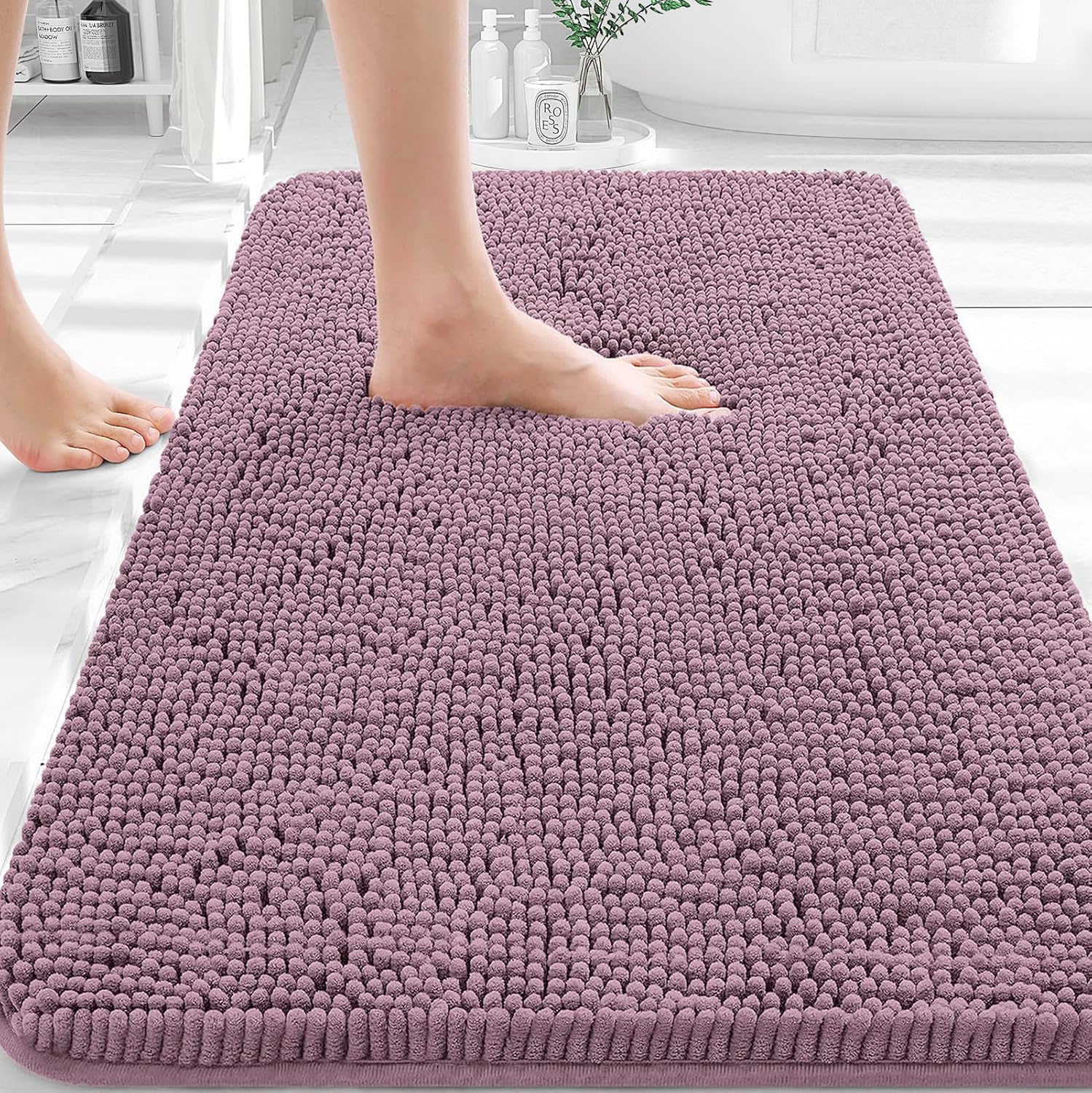 OLANLY Bathroom Rugs 36x24, Extra Soft Absorbent Chenille Bath Rugs