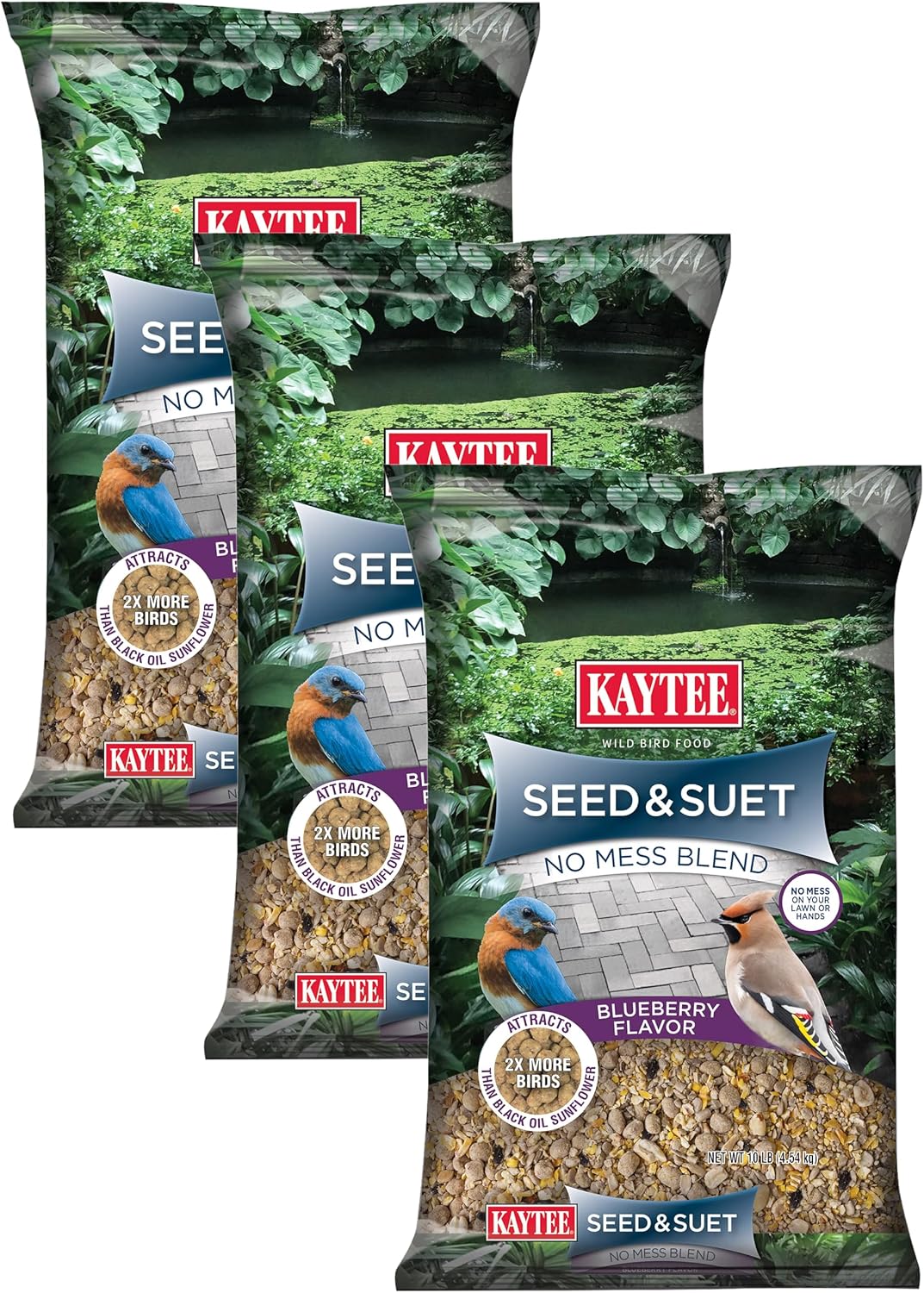 Kaytee Seed & Suet No Mess Blend Blueberry Flavor 10 Pounds,(Pack of 3)