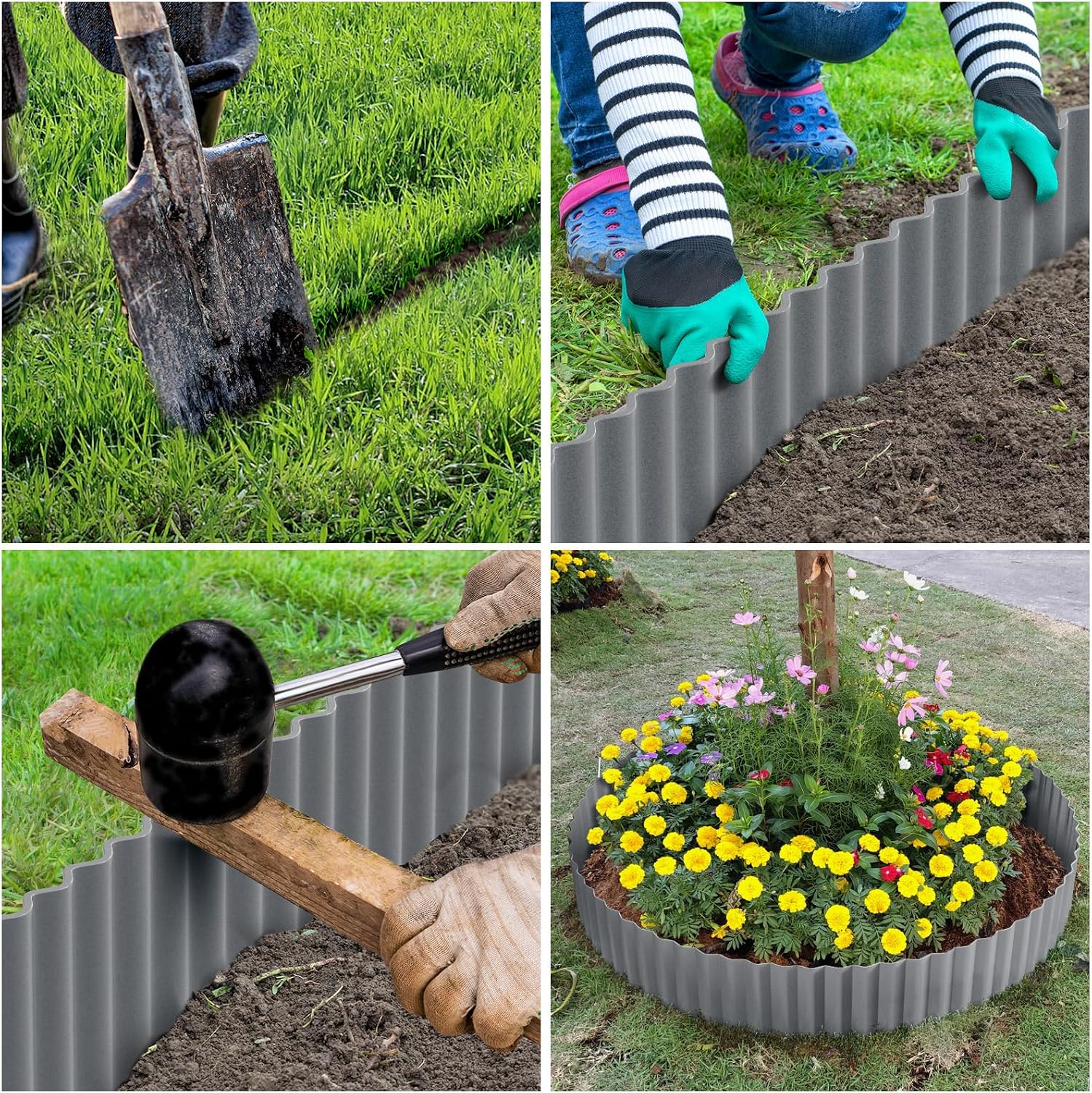 LAVEVE Corrugated Metal Garden Edging 6" x 20Ft, Landscape Edging Border