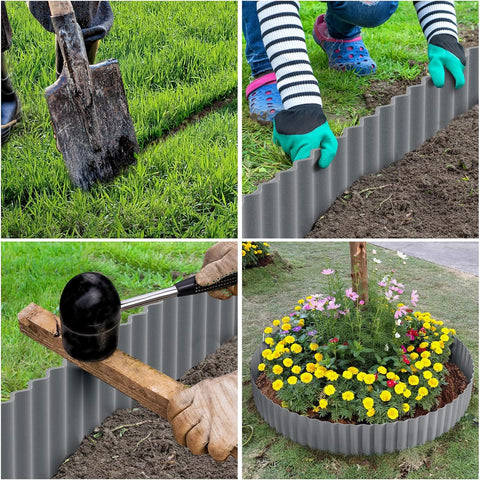 LAVEVE Corrugated Metal Garden Edging 6" x 20Ft, Landscape Edging Border