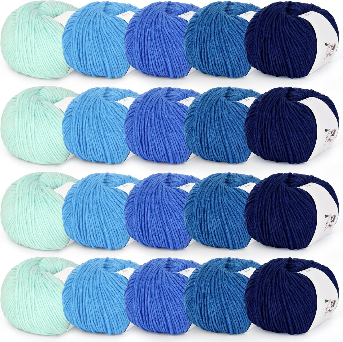 Katech 20 Skeins Cotton Yarn for Crocheting-Crochet Yarn Set-(Color F)