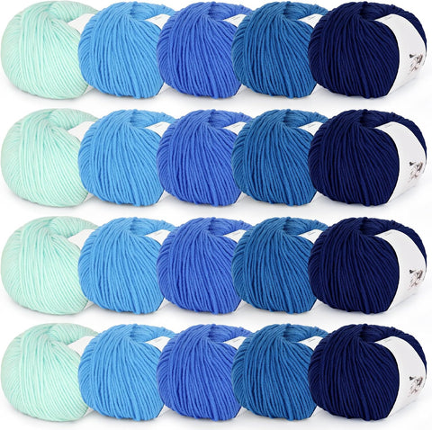 Katech 20 Skeins Cotton Yarn for Crocheting-Crochet Yarn Set-(Color F)