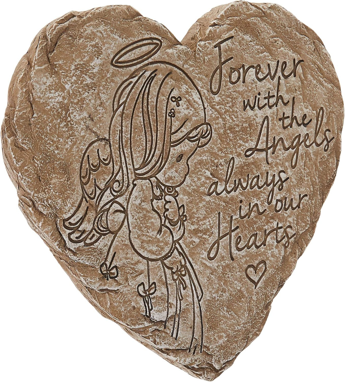 Precious Moments Garden Gifts 171459 Forever with The Angels, Always in Our Hearts Decorative Resin Angel Memorial Garden Stone, Gray, 8-inch Long by 7.25-in Wide