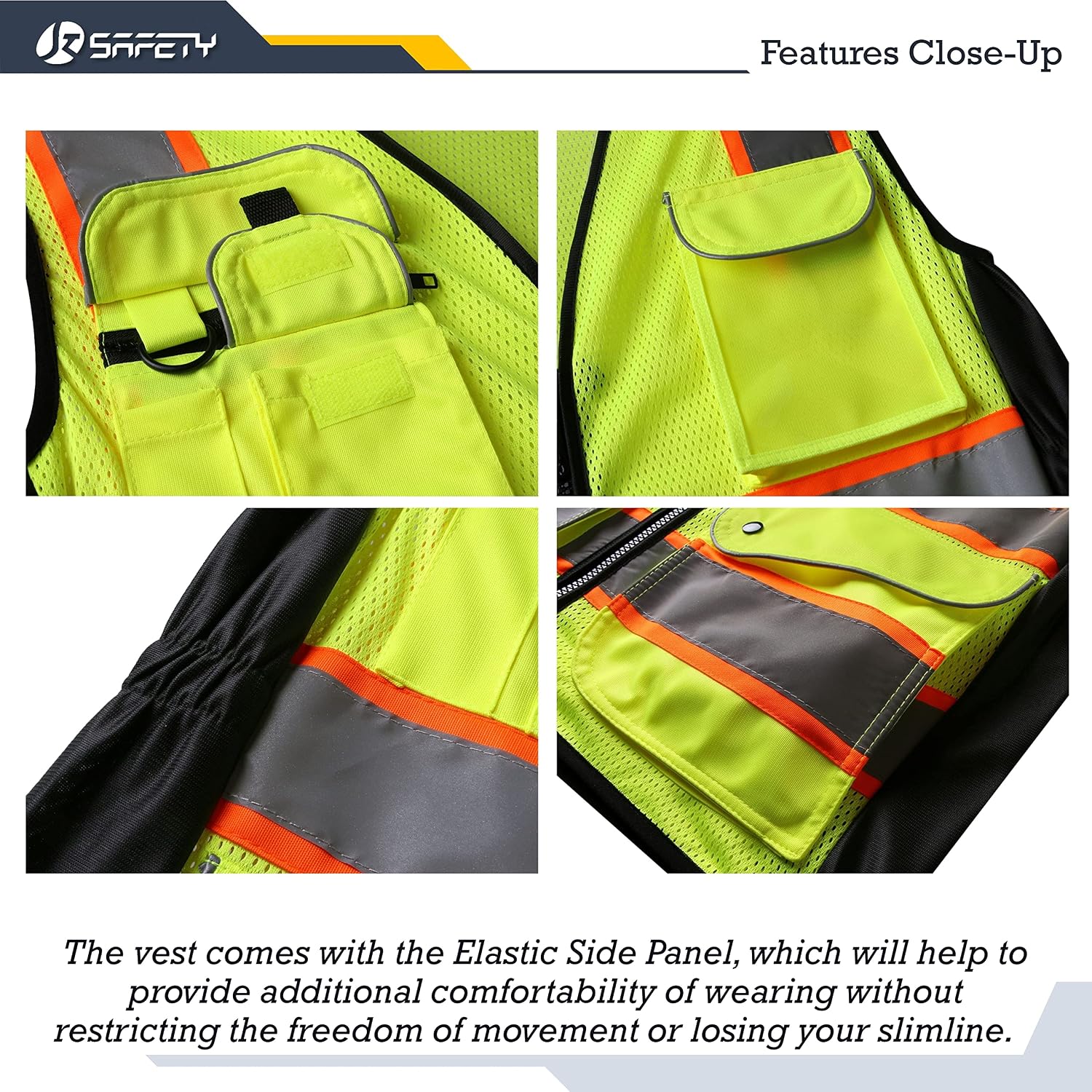 JKSafety Women Hi-Vis Reflective Safety Vest | Neon Color body Sewed Reflective Strips Breathable Lightweight