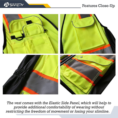 JKSafety Women Hi-Vis Reflective Safety Vest | Neon Color body Sewed Reflective Strips Breathable Lightweight