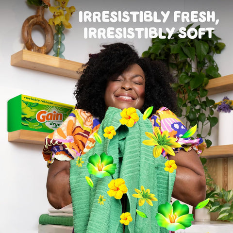 Gain dryer sheets Plus Wrinkle Release, Original Scent, 120 Count, Fights static with a touch of scent, laundry sheets