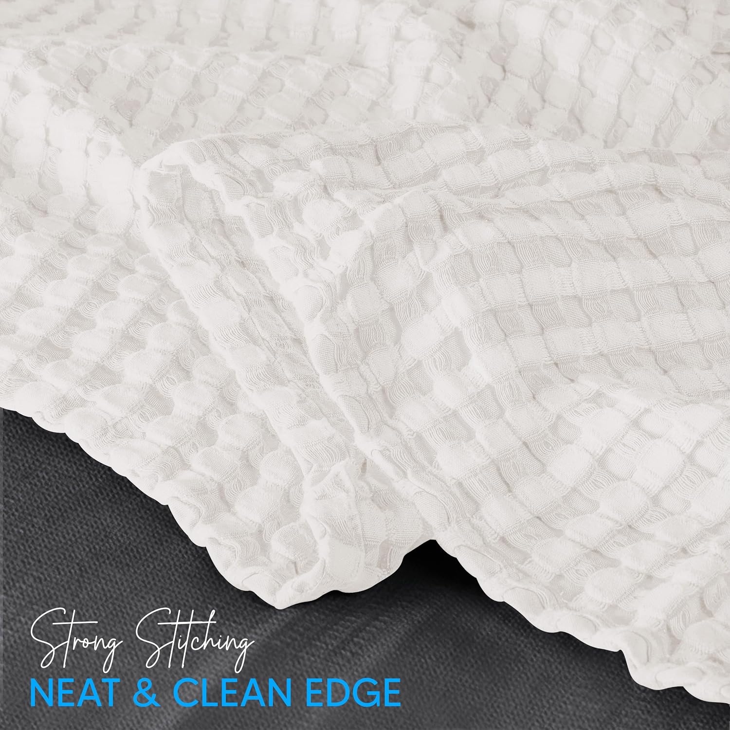 Utopia Bedding 100% Cotton Waffle Blanket Queen Size White, 90x90 Inch